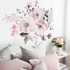 Removable Pink Peony Decals Wall Stickers Floral Art Home Reusable Walls Decor