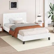 ALFORDSON Bed Frame Wooden Base Platform Leather White - King Single Size