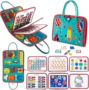 CYZAM Busy Board for Toddlers, Montessori Sensory Toys for 1 2 3 4 Year Old Boys Girls, Autism Kids Educational Travel Toys, Preschool Activities for Learning Fine Motor Skills