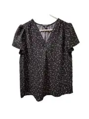 Hilary Radley Women's Shirt Sleeves V-Neck Short (Black & White /XX-Large)
