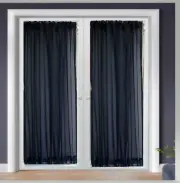 2 Blue Voile Sheer Curtains for French Door and 2Tie Backs 54" Wide x 84" long