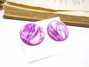 Retro 1980s Purple Swirled Lucite Circle New Old Stock Earrings EE14