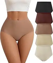 [SHARICCA] Seamless Briefs Women's Underpants Seamless High Waist Hipster Underwear No Show No Seam Breathable Multipack