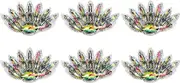 uxcell 6Pcs Handmade Beaded Patches, Peacock Tail Glass Crystal Appliques Sew on Rhinestone Patch for Clothing DIY Sewing Accessories, Multicolor
