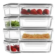 30oz 8 Pack Glass Meal Prep Containers with Lids, Food Storage Airtight Bento...