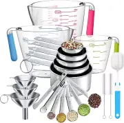 Measuring Cups and Spoons Set 21 Piece, 11 Stainless Steel Nesting Measuring Spo