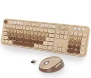 Wireless Keyboard and Mouse Combo, Retro Typewriter Full-Size Keyboard with N...