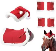 Christmas Horse Tack,Winter Soft Horse Costume | Horse Standing Wraps Santa Horse Hat Saddle Pad Protectors Equestrian Decoration for Christmas