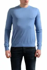 Prada Men's 100% Wool Light Blue Crewneck Pullover Sweater Size XS S M