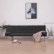 Sofa Bed with Two Pillows Dark Grey Polyester,Modern 3in1 Convertible Sofa Bed with Adjustable Reclining Positions for Comfort and Convenience Living Room Furniture