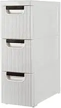 samanoya Dresser Storage Drawer Units Narrow Rolling Storage Cabinet Plastic 3-Drawer Storage Cart on Wheels, Standing Shelf Units for Bathroom Bedroom Office Kitchen Living Room (3-Drawer), White