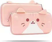 GeekShare Cat Ears Carry Case Compatible with Switch - Portable Hardshell Slim Travel Carrying Case fit Switch Console & Game Accessories (Pink.)