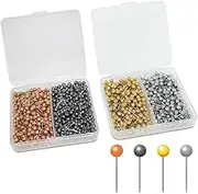 800 PCS Map Tacks 1/8-Inch Retro Metallic Color Beads, DaKuan Head Marking Push Pins for World Map, Cork Board, Fabric Marking, 4 Colors