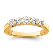 0.75ct. CZ Solid Real 14K Yellow Gold 5-Stone Wedding Band Ring