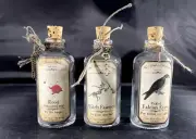 Halloween Glass Apothecary - Potion Bottles with Cork Stoppers. 3 Pc Set - 3.5"