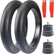 WEEROCK 20/24/26 X 3.0 Inch Bike Fat Tire E-Bike Tires 2 Pack Bicycle Tyres with Inner Tubes Folding Bead Tires Compatible with Wide Mountain Snow Bicycle Electric Bike Fat Tire Tricycle