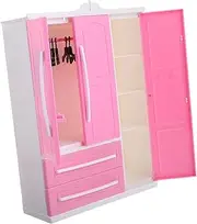 Doll Wardrobe Dollhouse Storage Case Mini Closet for Dolls Toy Rack Dress Outfit Organizer Child's Room Accessory