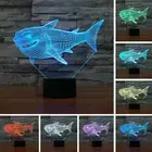 3D Shark Night Light Optical Illusion Mood Lamp Nursery Home Light Party Decor