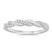 Bevilles Brilliant Claw Twist Band Ring with 0.10ct of Diamonds in Sterling Silver
