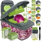 Veggie Chopper and Dicer with Container, Manual Hand Food Mandolin Slicer wit...