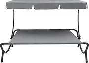 Camping Sunloungers Reclining Patio ChairsGrey Outdoor Lounge Bed with Canopy