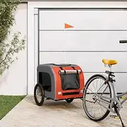 Pet Bike Trailer Orange and Grey Oxford Fabric&Iron|Folding Dog Bike Trailer Pet Cart Carrier for Bicycle Travel in Steel Frame with Hitch Coupler