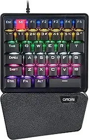 CHONCHOW Mechanical Gaming One Hand Keyboard Blue MX Switch RGB LED Compact Backlit Keypad Braided Wire USB Compatible with PS4 Xbox Android iOS PC Computer