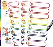 64 PCS Waterproof Daycare Labels, Name Labels for Kids Stuff School Supplies, Baby Bottle Label for Daycare Essentials, Name Stickers Tags for Water Bottle Lunch Box - Self Laminating, Dishwasher Safe