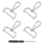 4Pcs Swivel Clasps, 1.5" D Ring Detachable Snap Hook with Screwdriver, Silver
