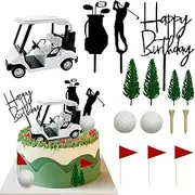 Golf Cake Decorations Cart Toppers - Heading for The Green Topper for Golfers With Cart, Flag, Ball - Theme Party Supplies (Vivid Style)