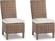 Ashley Furniture Signature Design - Beachcroft Outdoor Side Chair with Cushion - Set of 2 - Beige