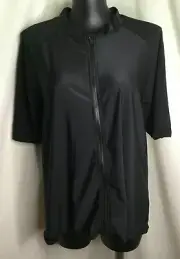 AUTOGRAPH BLACK SHORT TEXTURED SLEEVE ZIPPER RASHIE VEST--SIZE 26 PLUS SIZE