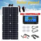 100W Solar Panel Battery Trickle Charger Maintainer + 60A Controller Car Boat RV