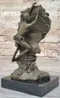 Handmade Art Deco Bronze: M. Nick`s Rock Climbing Woman Sculpture Statue Art NR