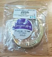 Artbeads Designer Wire 16 Gauge Gold Non-Tarnish, 15 feet, Jewelry Crafts
