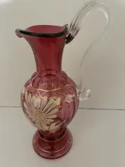 FENTON "EMPIRE" CRANBERRY PITCHER WITH CERTIFICATE ENGRAVED BY DON FENTON