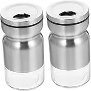 UTHCLO 2pcs Castor Airtight Spice Jars Bottles Small Sauce Bottles Squeeze Small Condiment Containers with Lids Spice Kitchen Pepper Seasoning Seasoning Jar Stainless Steel Silver