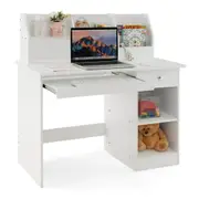 Costway Computer Desk Office Study Table w/Hutch Drawer Shelves & Keyboard Tray Home Workstation Gaming Writing White