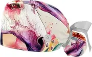 [YTYVAGT] 2-Pc,Gourd-Shaped Working Cap,Fisherman Hat with Buttons and Cotton Sweatband,Colored Flower Bush Unicorn