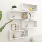 Wall Mounted Display Shelf Unit 4 Pcs White Floating Decor Hanging Shelves Rack