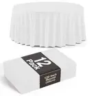 12 Pack White Plastic Table Cloth - 120 Inch Round Disposable Tablecloth For ...