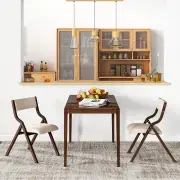 CostwayFolding Dining Chair Set of 2 with Solid Wood Frame and Padded Seat-Coffee