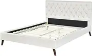 Priceworth Andy Queen Bed Frame, Perfect Bed for Any Room Decor, Contemporary Design, Sturdy Construction, Upholstered Headboard, Cream, Size - 2.19m L x 1.6m W x 1.04m H