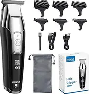 RENPHO Hair Clippers, 4-Speed Beard Trimmer Men Professional Hair Cutting kit, LED Display Cordless Hair Trimmer 0.2mm for Men & Kids, T-Blade Detailer Trimmer for Worldwide Travel