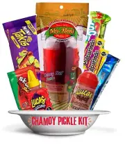 Chamoy Pickle Kit With Takis And Fruit Rollup, Fruit By The Foot, Pulparindo,