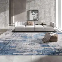 在飛比找ETMall東森購物網優惠-古臻意式高級感藍色地毯 土耳其現代簡約客廳地毯極簡輕奢茶幾毯