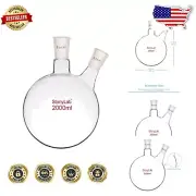 2 Liter Borosilicate Round Bottom Flask - Dual Neck with 24/40 Standard Joint