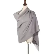 Soft Cloak Head Wrap Winter Premium Women Cashmere Pashmina Scarf Light Grey