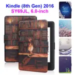 適用於 KINDLE(第 8 代)2016 6.0 英寸型號 SY69JL 電子書閱讀器外殼硬 PC 翻蓋保護套時尚彩繪