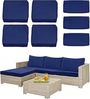 7 Pack Patio Cushion Covers Outdoor Replacement for 5 Pieces 4 Seater Funiture Waterproof Slipcovers Set Navy COVERS ONLY